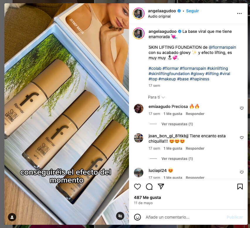 Ejemplo de microinfluencer con marca de belleza y cuidado personal